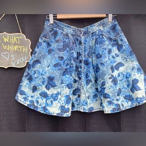 Topshop Moto Pleated Floral Mini Skirt – Size 28, Cotton